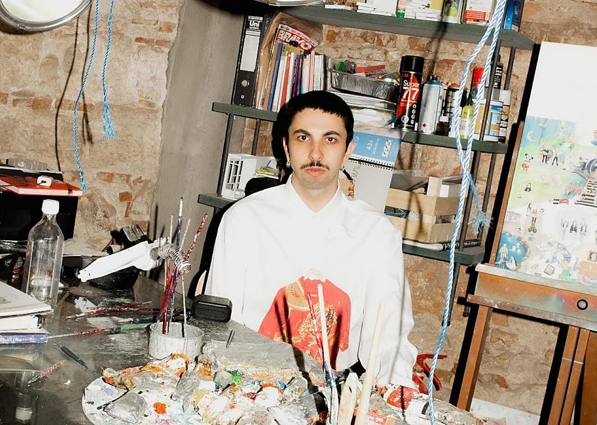 El pintor cántabro David Macho en su estudio .