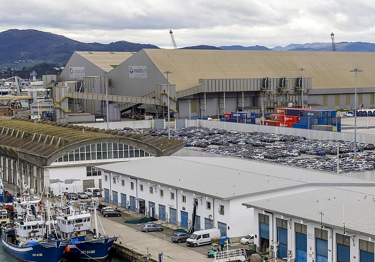 Parcela solicitada por Boluda en el Puerto, con un muro perimetral y detrás de la lonja de Santander.