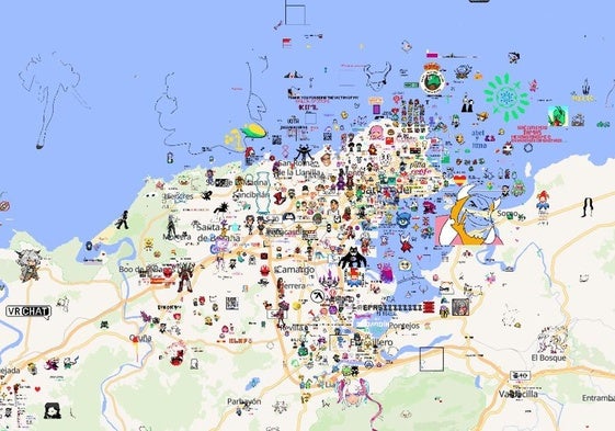 Imagen de Cantabria capturada con las ilustraciones pixeladas en la plataforma Wplace.