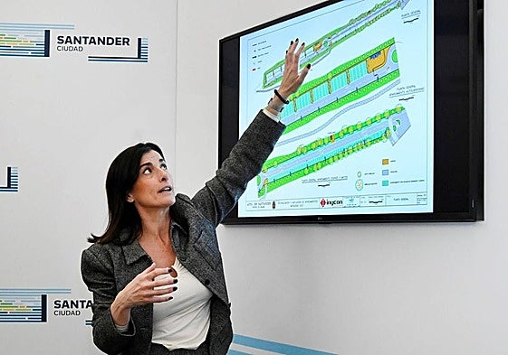 Gema Igual el día de la presentación del nuevo aparcamiento de autocaravanas.