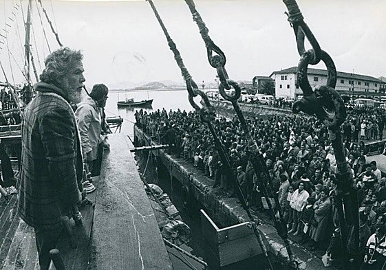 Vital Alsar, a su llegada a Cantabria en 1987 tras una de sus travesías.
