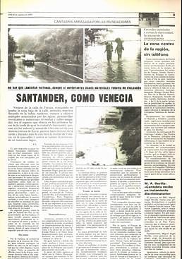 Imagen - Página de El Diario Montañés del 28 de agosto de 1983 sobre las inundaciones en Santander.