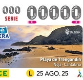 Imagen del cupón de la ONCE con la playa de Noja.
