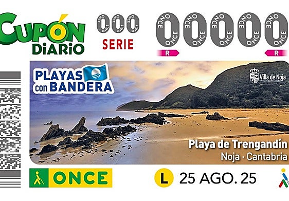 Imagen del cupón de la ONCE con la playa de Noja.