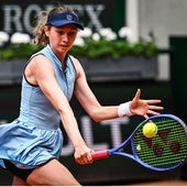 Cristina Bucsa, durante su participación en el Roland Garros.