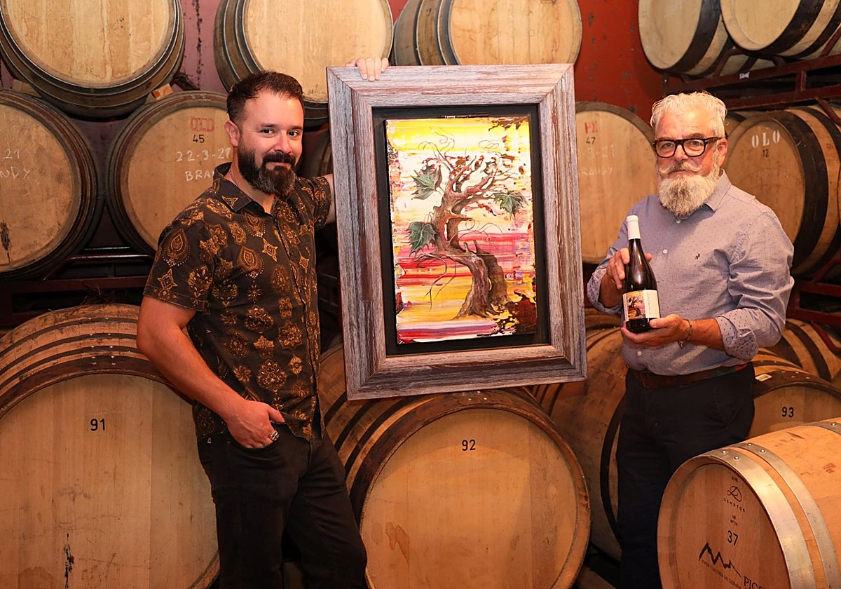 Adrián Ssegura, el cuadro que es el punto de partida de la etiqueta y Wences Rodríguez.