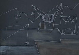 'Tolva y Grúa de piedra', uno de los dibujos destinados a la muestra.