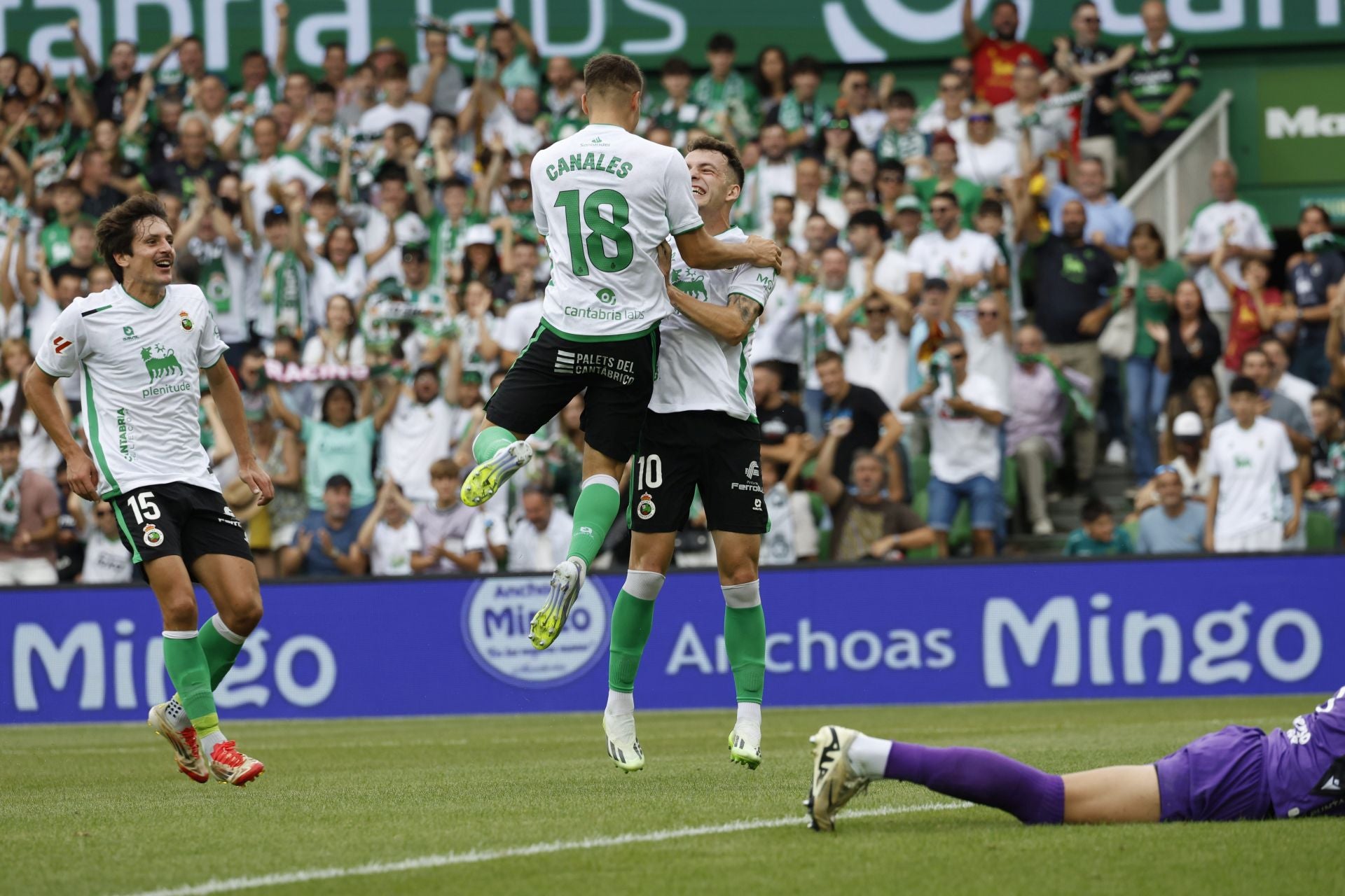 Vicente y Canales celebra el gol del de Derio