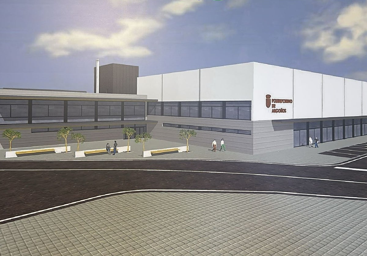 Infografía del futuro polideportivo de Argoños.