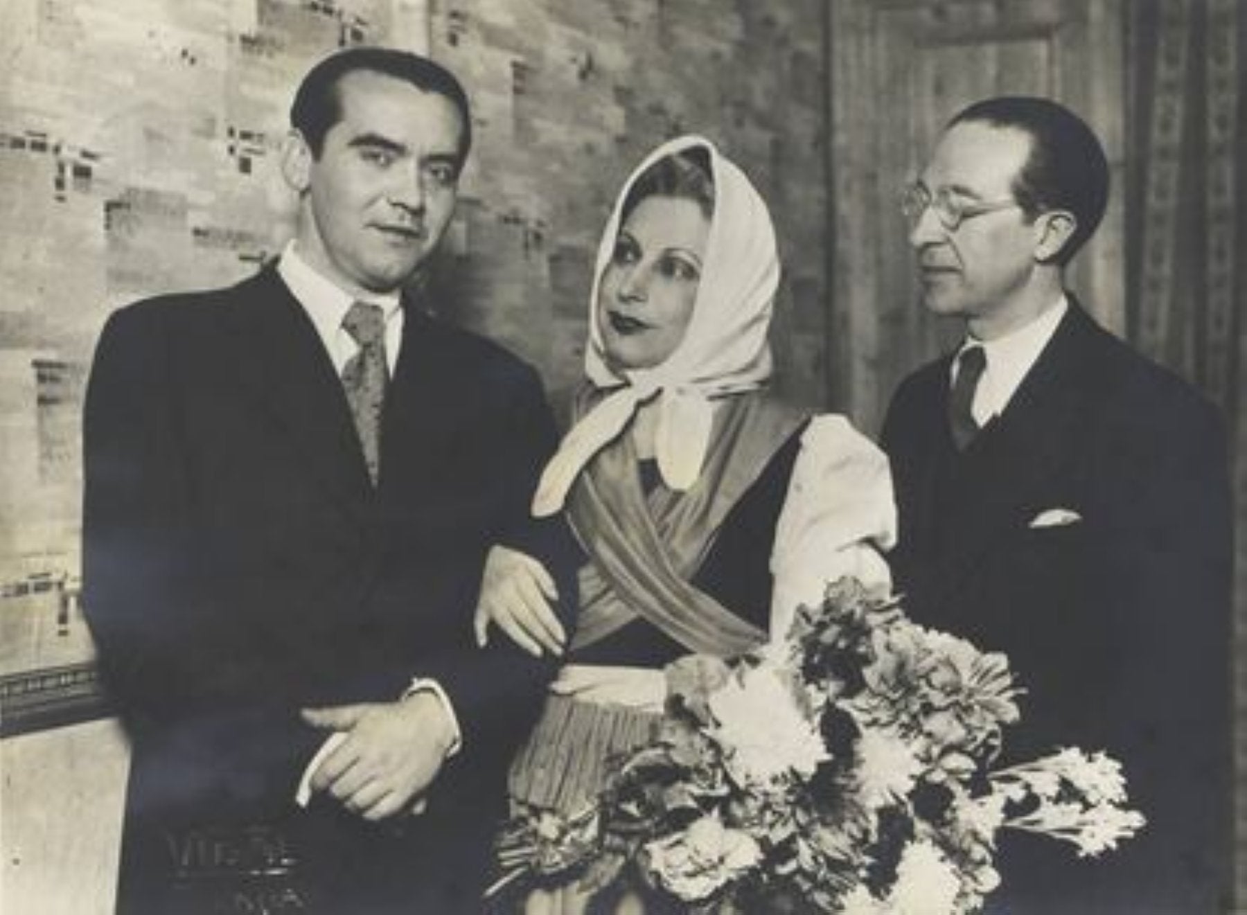 Federico García Lorca, Margarita Xirgú y Cipriano de Rivas Cherif.