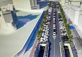 Recreación del aparcamiento subterráneo que el Ayuntamiento de Santander quiere construir en la calle Joaquín Costa, en El Sardinero.