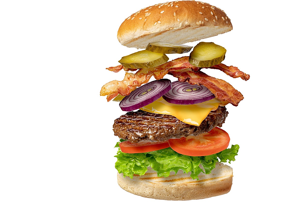 La hamburguesa y sus componentes.