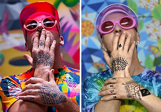 A la izquierda, retrato de Okuda. A la derecha, Okiida.