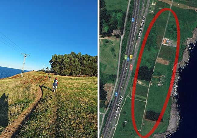 A la izquierda, fotografía tomada segundos antes de que Nanuk comenzara con los síntomas. A la derecha y en rojo, el tramo del paseo que hicieron las mascotas con sus dueños.