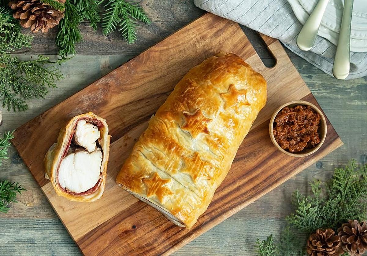 Así queda el Wellington de rape y jamón ibérico.