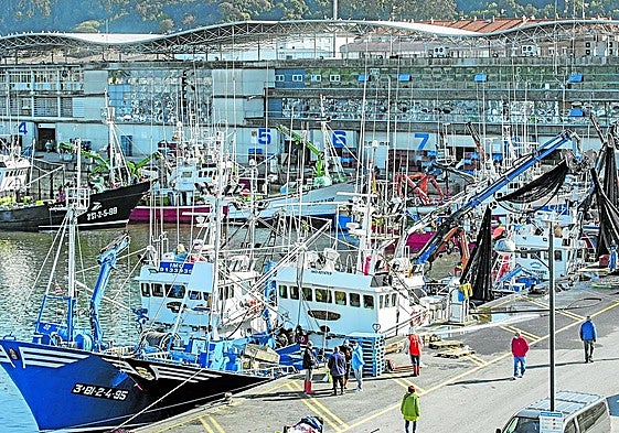 Vista panorámica del puerto pesquero de Santoña.