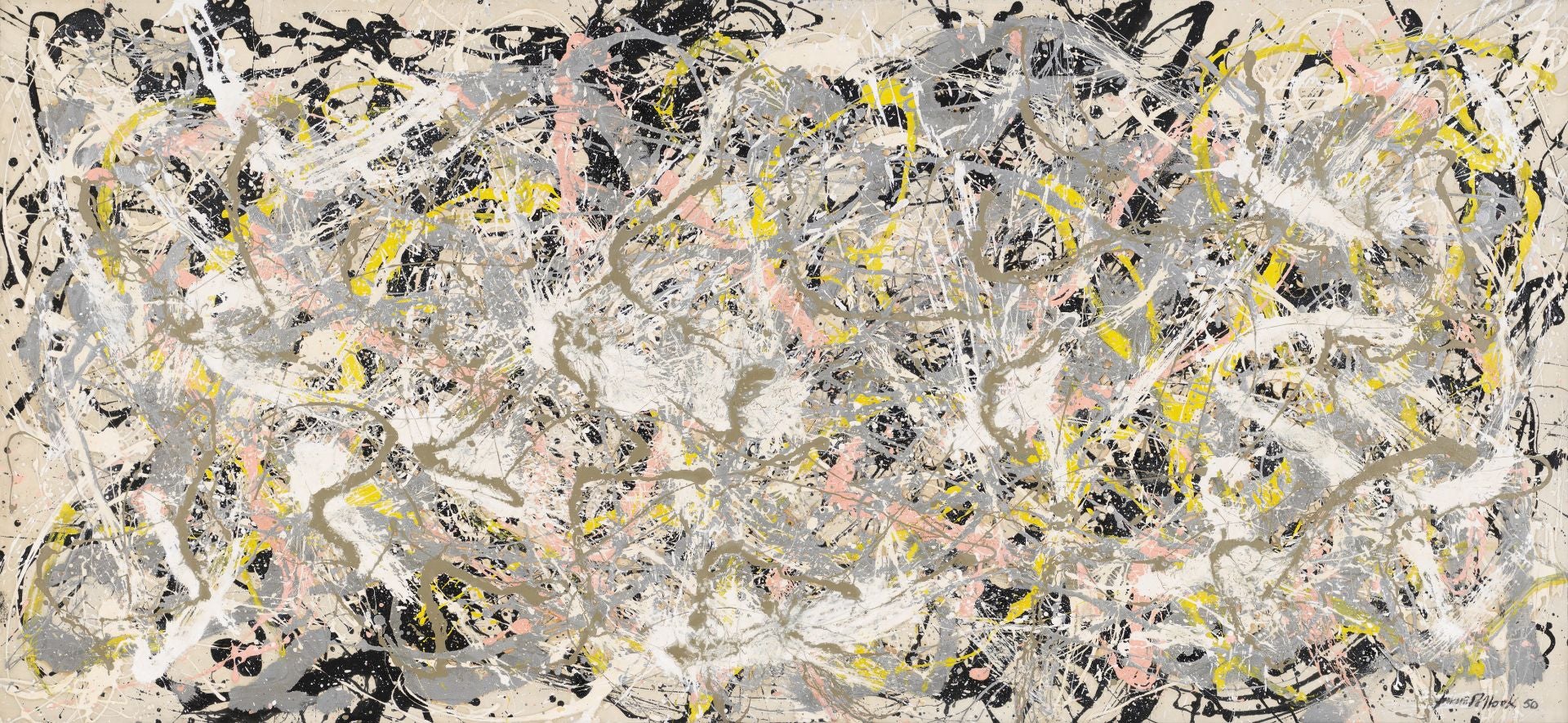 Jackson Pollock. 'Número 27', 1950. Óleo, esmalte y pintura de aluminio sobre lienzo, 124,6 × 269,4 cm.