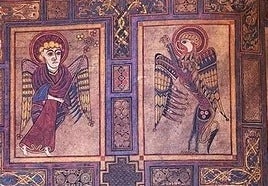 Una de las ilustraciones del Libro de Kells, pieza bibliográfica de referencia en el mundo anglosajón.