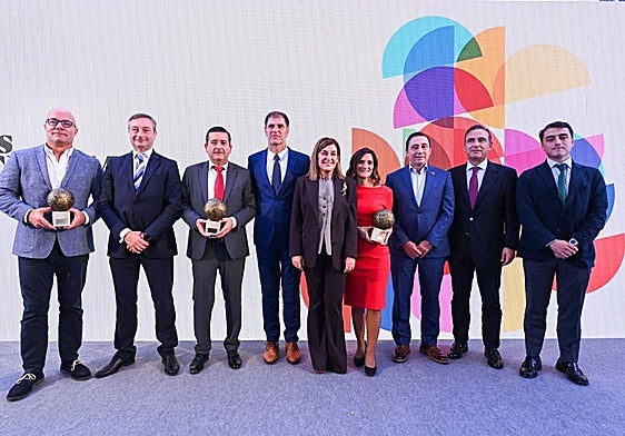 Imagen de los premiados el año pasado -Grupo Fernández Jove, Ingram Micro y Grupo Pitma- y las autoridades.