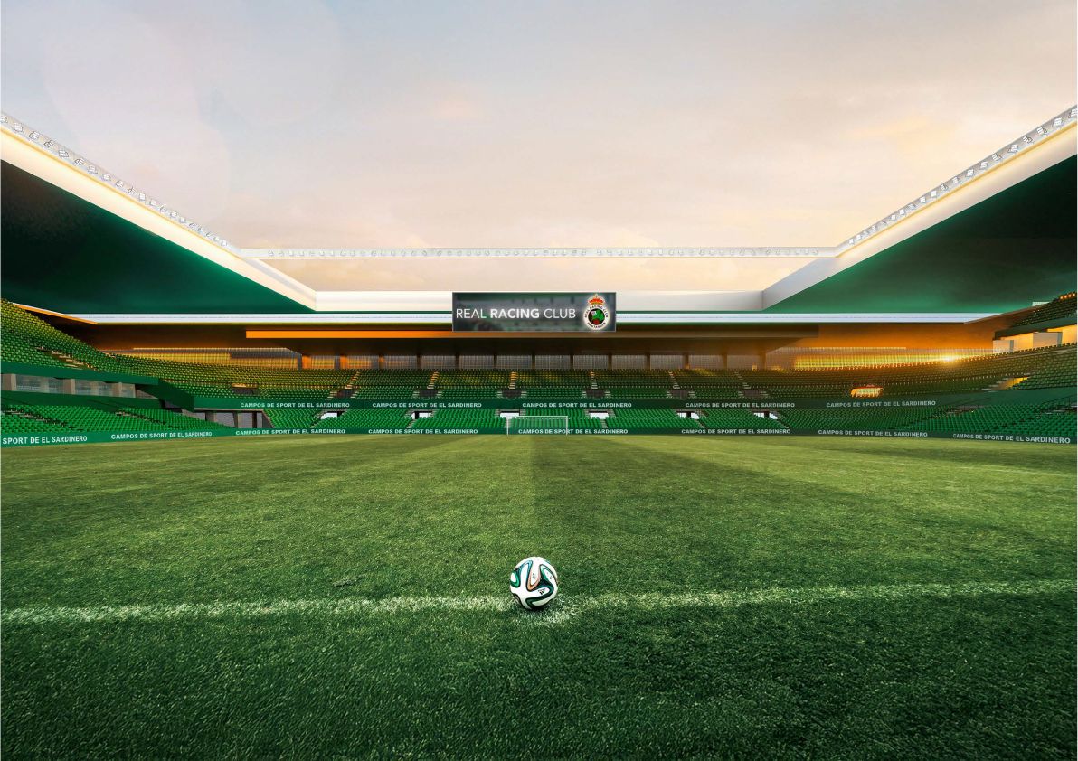 Ya desde el prado, una imagen de cómo sería el interior de El Sardinero con la unificación de todas las gradas.