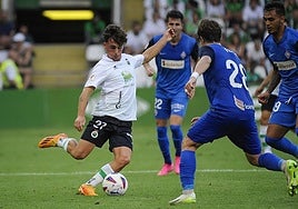 Yeray, durante uno de sus últimos partidos oficiales con el Racing, frente al Amorebieta.