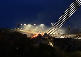 Incendio de plumeros en el puente del Pctcan.