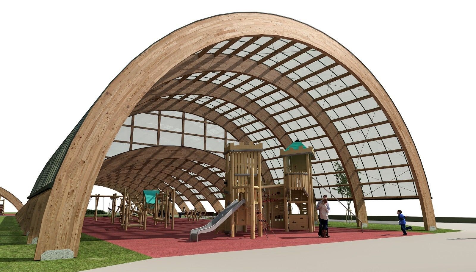 Infografías del proyecto para cubrir el parque infantil de Las Llamas