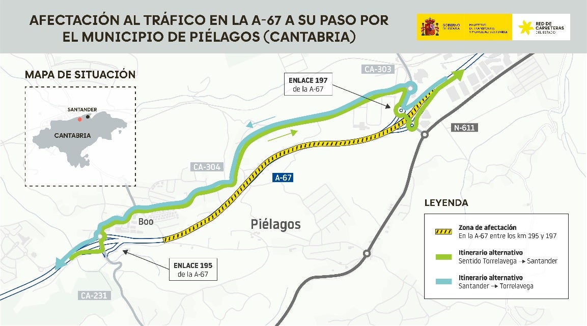 Corte y trazado alternativo a la altura de Piélagos.