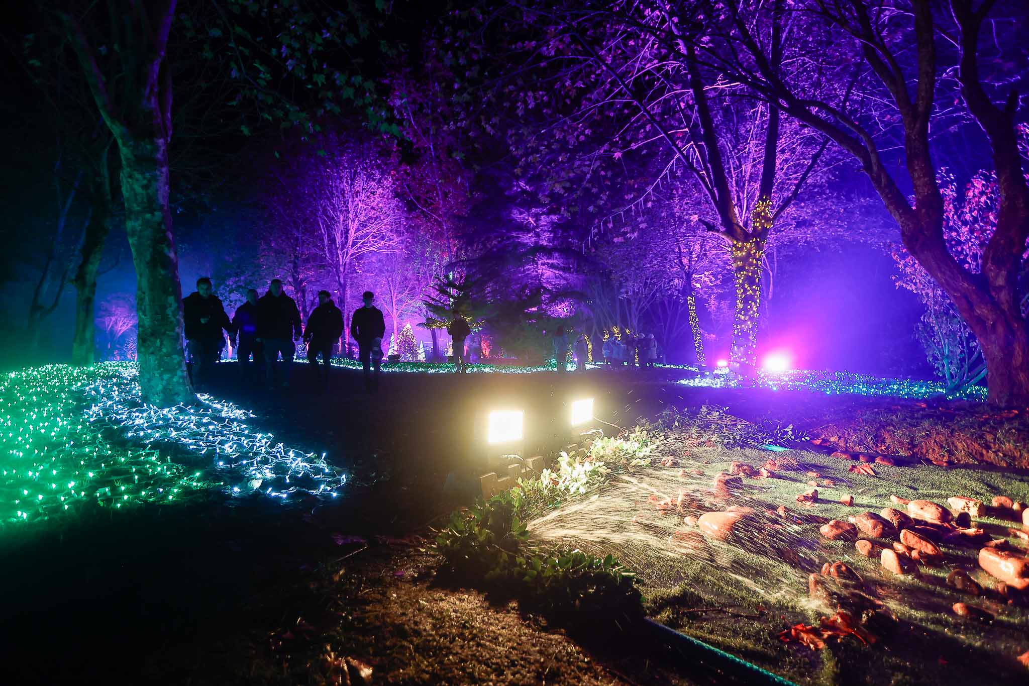 Un grupo de visitantes pasea en el Parque de la Navidad de Cartes.