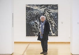 El pintor Agustin de Celis, en enero, en el arranque de la exposición itinerante en la Biblioteca Central.