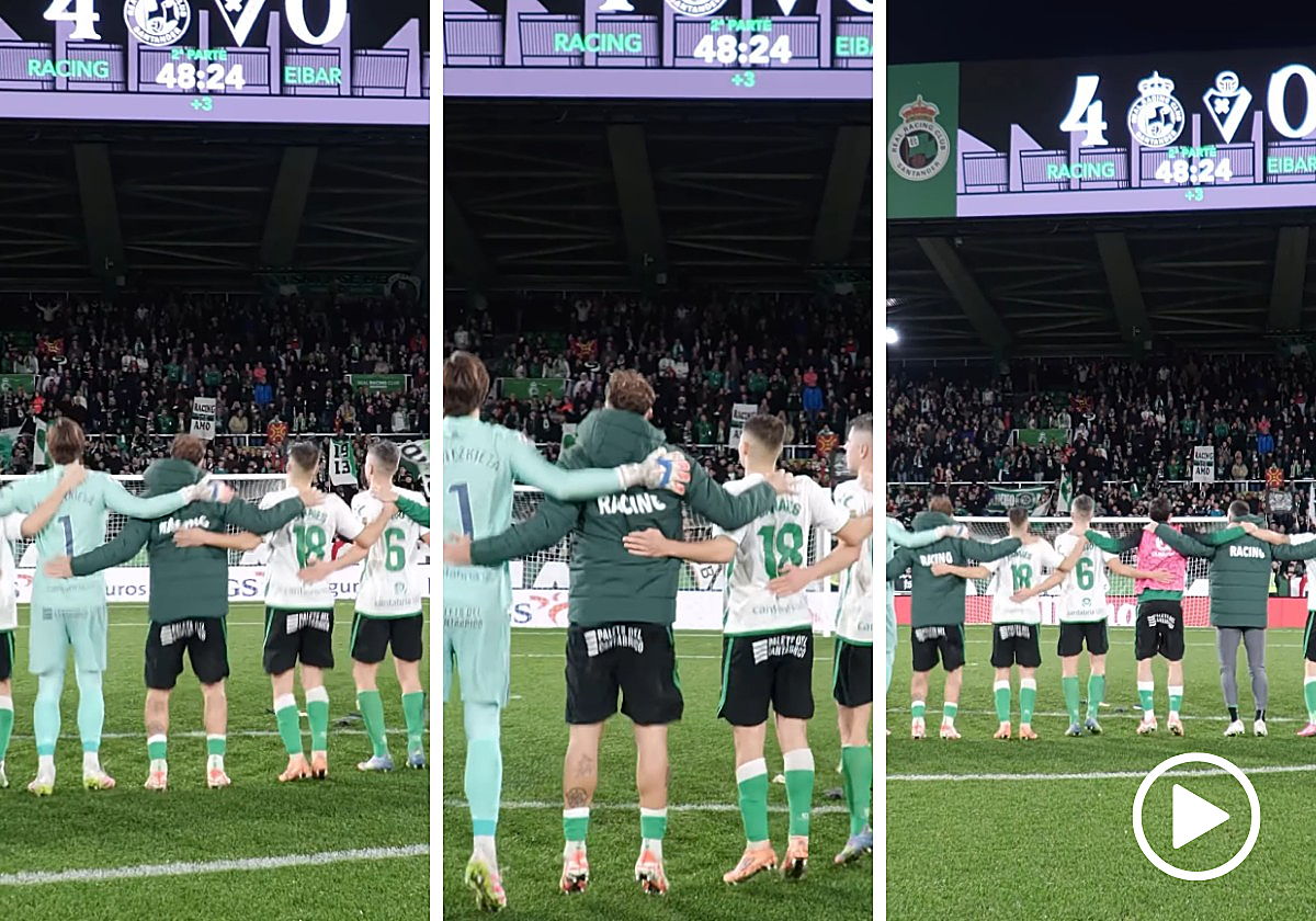 Los jugadores celebran el triunfo ante el Eibar