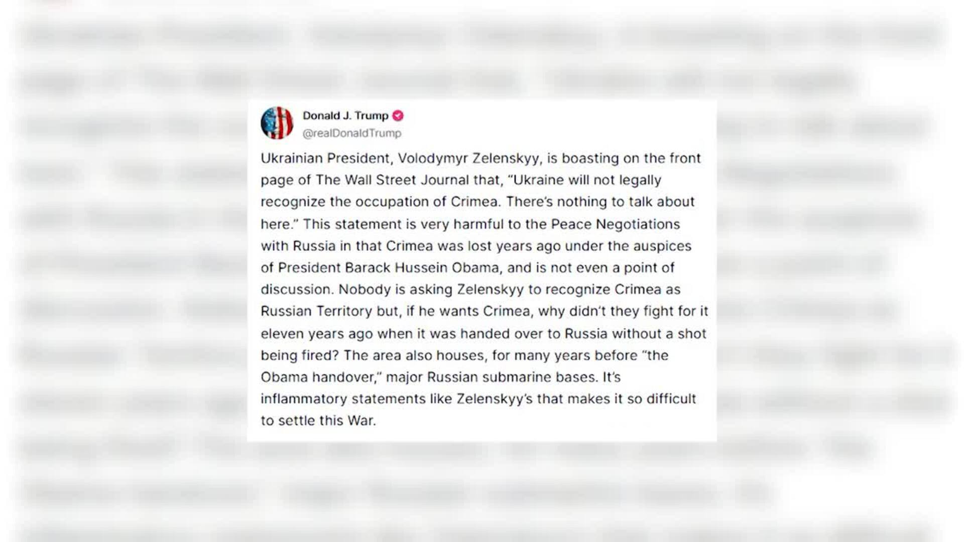 Trump carga de nuevo contra Zelenski: "Si quiere Crimea, ¿por qué no lucharon por ella?"