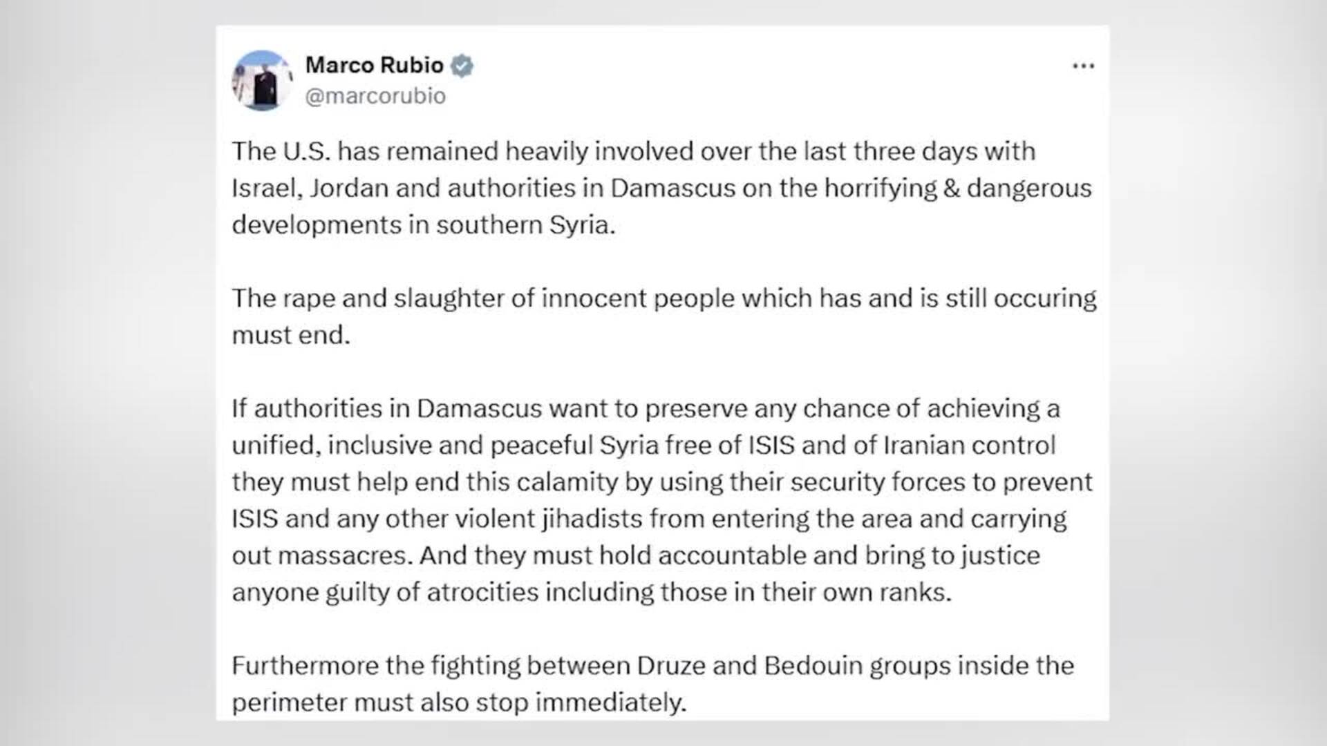 El Gobierno sirio asegura que han cesado los combates en la región de Sueida