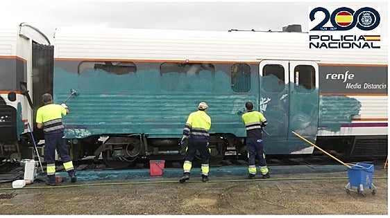 Tres detenidos, uno de ellos en Torrelavega, por grafitear vagones de Renfe en Ourense