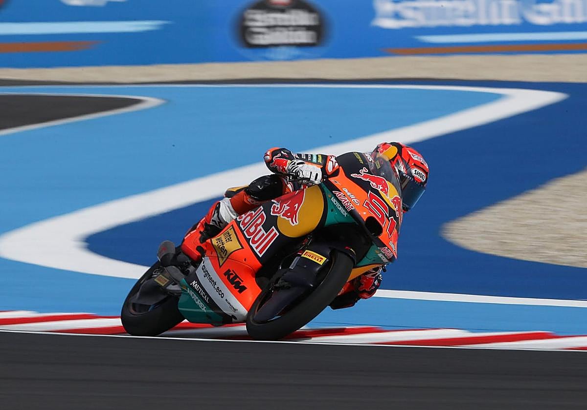 Uriarte, durante la carrera en el GP de Hungría de Moto3.