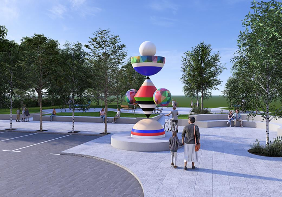 Cuchía instalará una nueva escultura de Okuda junto a la Casa de la Música