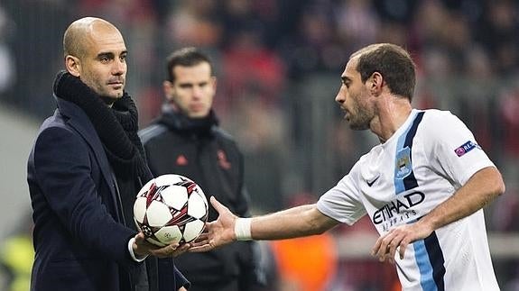 Guardiola, en un partido con el Bayern ante el City