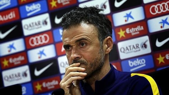 Luis Enrique, durante la rueda de prensa. 