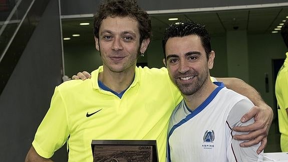 Valentino Rossi y Xavi Hernández. 