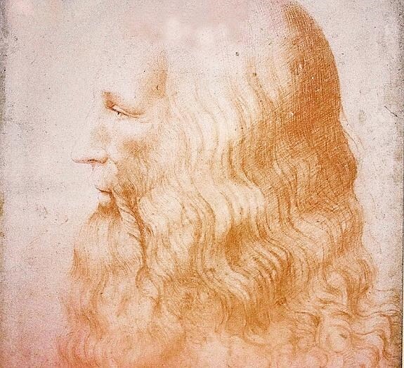 Autorretrato de Leonardo da Vinci, artista del Renacimiento.
