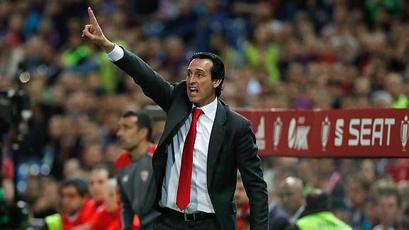 Unai Emery, en plena final de la Copa del Rey. 