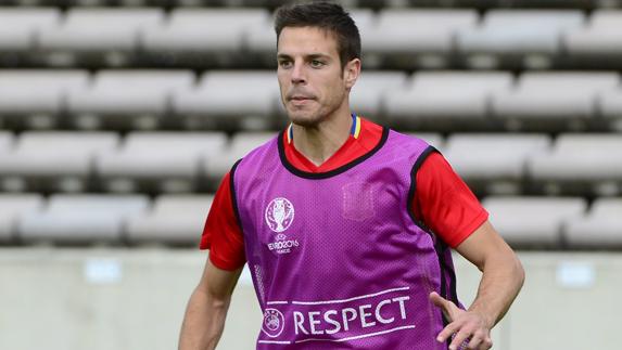 Azpilicueta, durante un entrenamiento. 