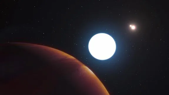 Triple sistema solar junto al planeta 'HD 131399Ab'.