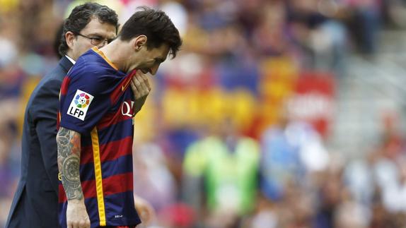 Messi, durante un partido con el Barcelona. 