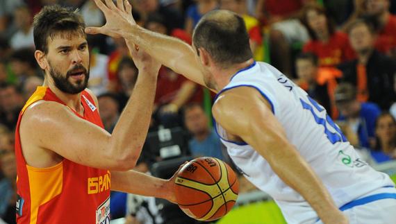 Marc Gasol, durante un partido con España. 