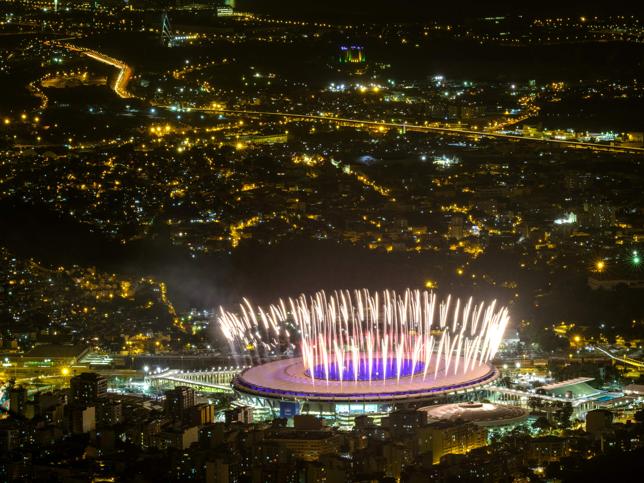 Maracaná durante el ensayo de la apertura de los Juegos