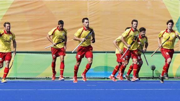 El equipo español, durante un partido de la fase de grupos. 