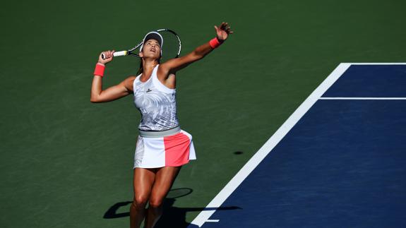 Garbiñe Muguruza, durante el partido. 