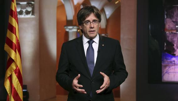 Carles Puigdemont, durante su discurso institucional con motivo de la Diada.