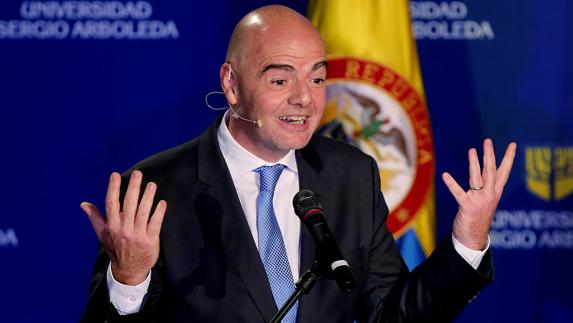 Infantino, durante su discurso. 